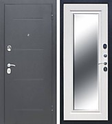 Дверь входная, Гарда 7,5 см, антик серебро/белый ясень, с зеркалом Фацет