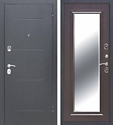 Дверь входная, Гарда 7,5 см, антик серебро/венге, с зеркалом Фацет